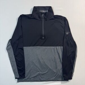 RLX Ralph Lauren 1/4 Zip Mens Large Black Performance Stretch Athletic Bellagio